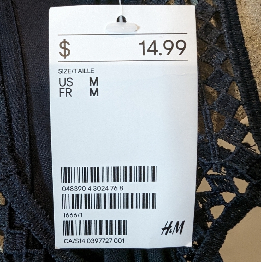 New Blue razor back Strappy crochet V Neck tank H&M Size M, - Picture 4 of 4